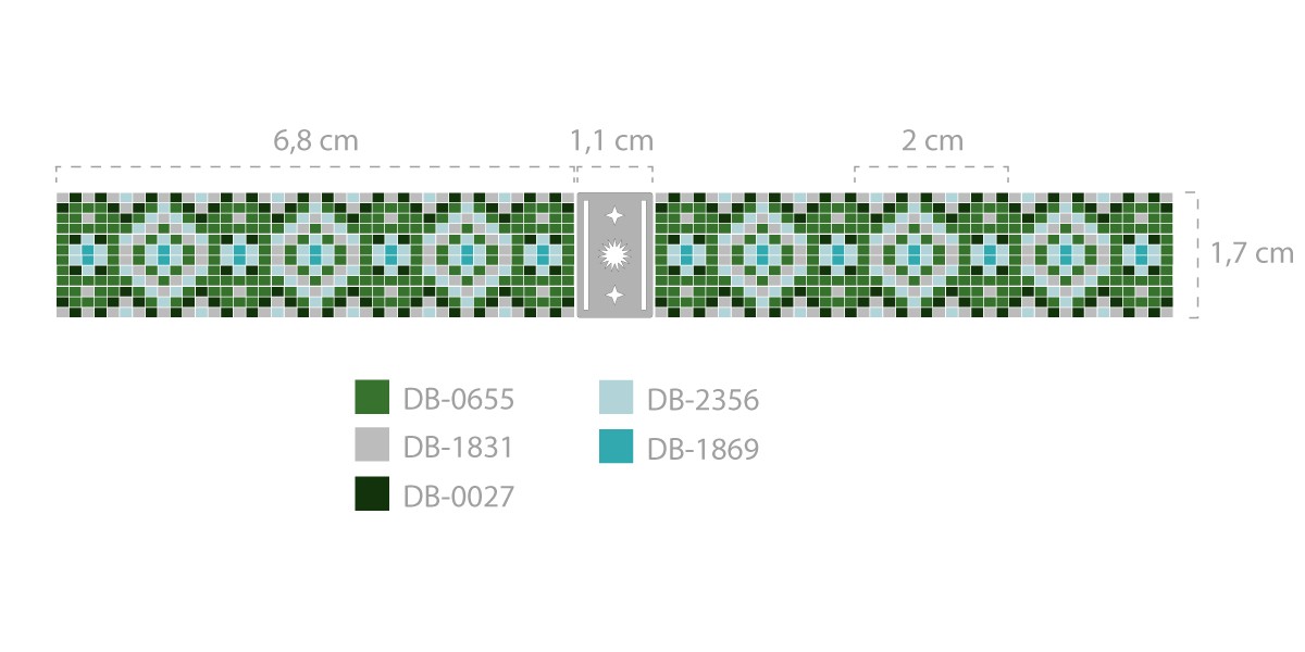 Schema Green miyuki beads bracelet on loom with spacer Schema Green miyuki beads bracelet on loom with spacer