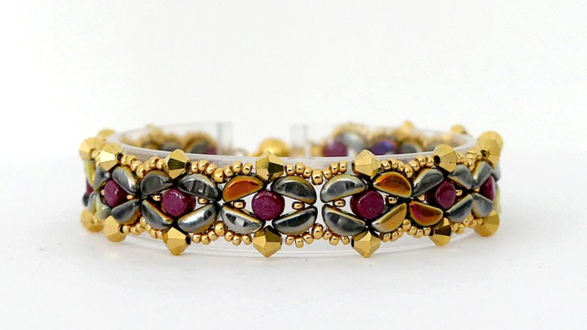 Schema  Girlfriend bracelet with Kos glass beads, Kalos by Puca and Rocailles Miyuki