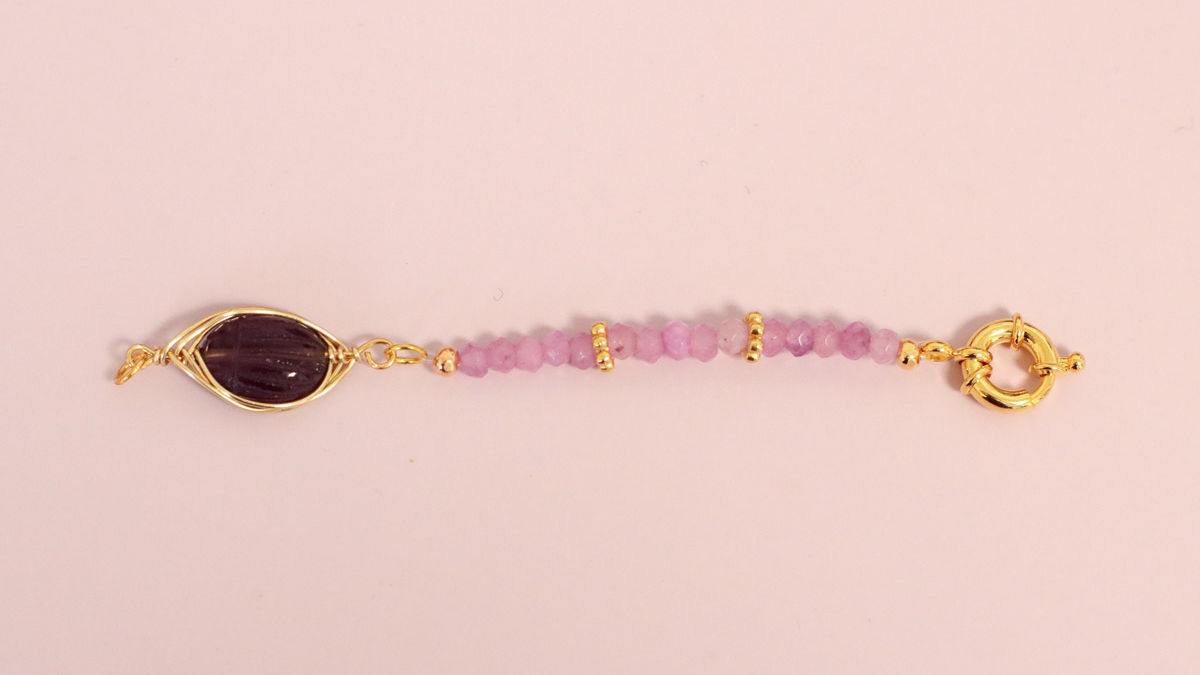 Gemstone bracelet set with Amethyst beetle wire : Step 8 Gemstone bracelet set with Amethyst beetle wire : Step 8