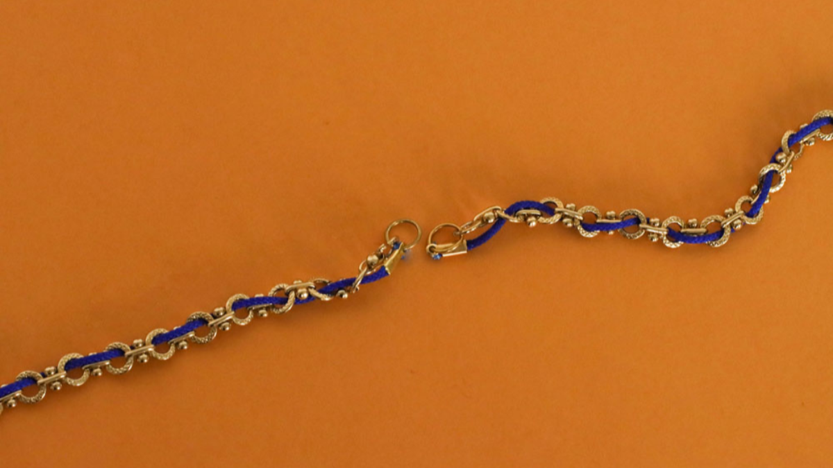 Multi-strand necklace with large shawl, Heihi beads, freshwater pearls and Libra zodiac charm. : Step 1