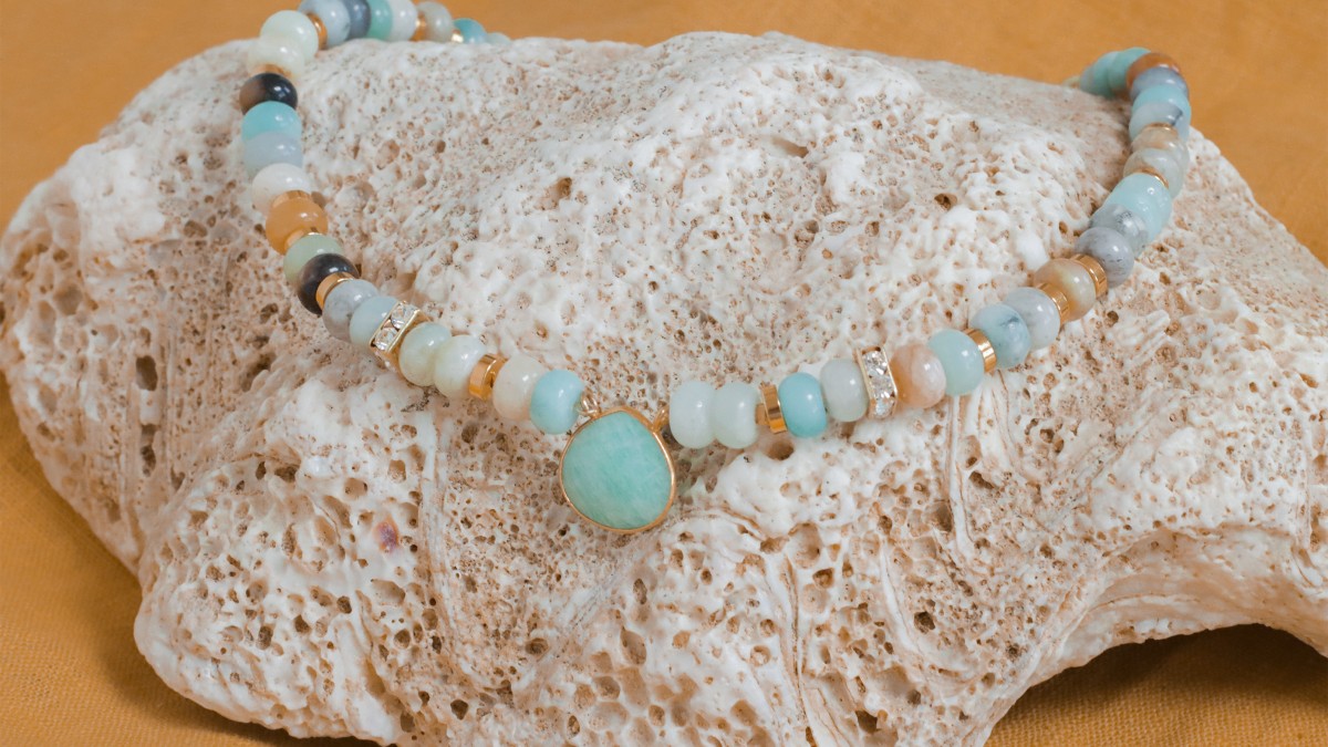 Tuto necklace Amazonite gemstone beads