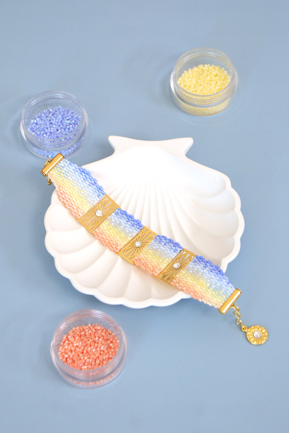 Miyuki beads bracelet weaving Peyote Double gradient sunrise