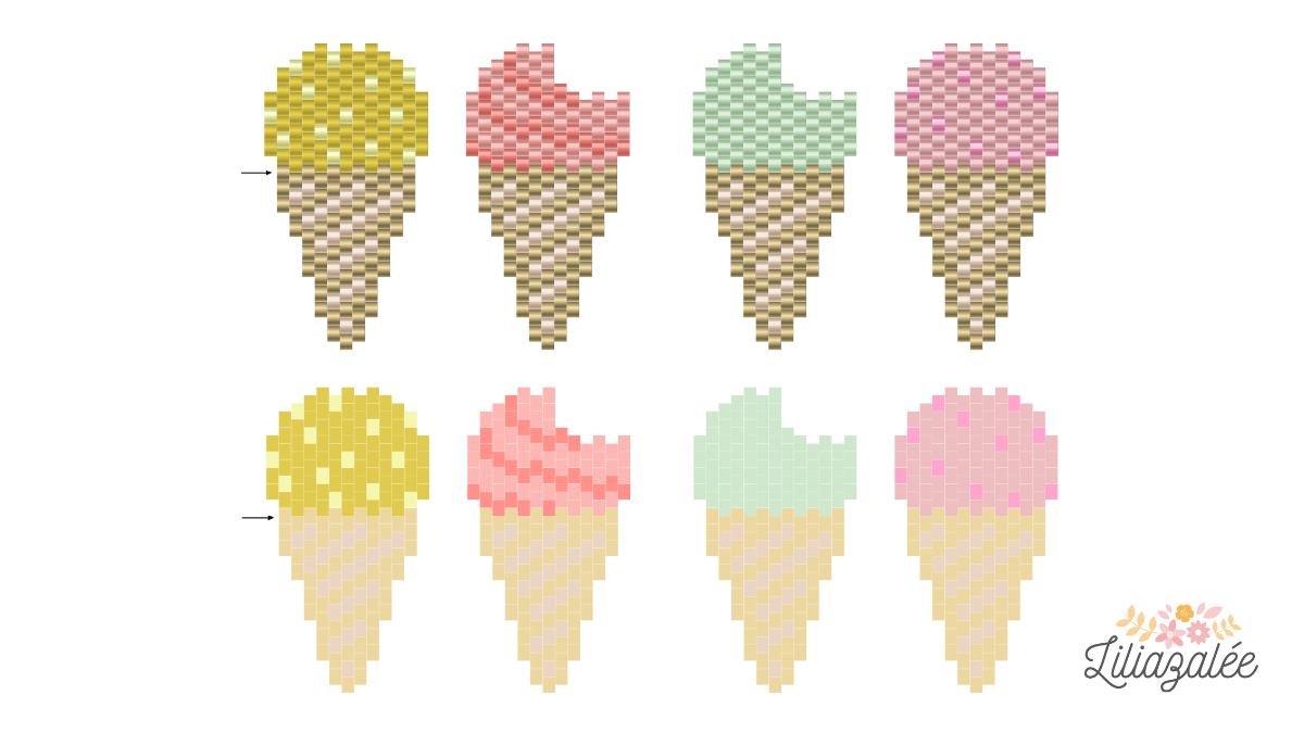 Schema  Delica Miyuki peyote weaving ice diagram