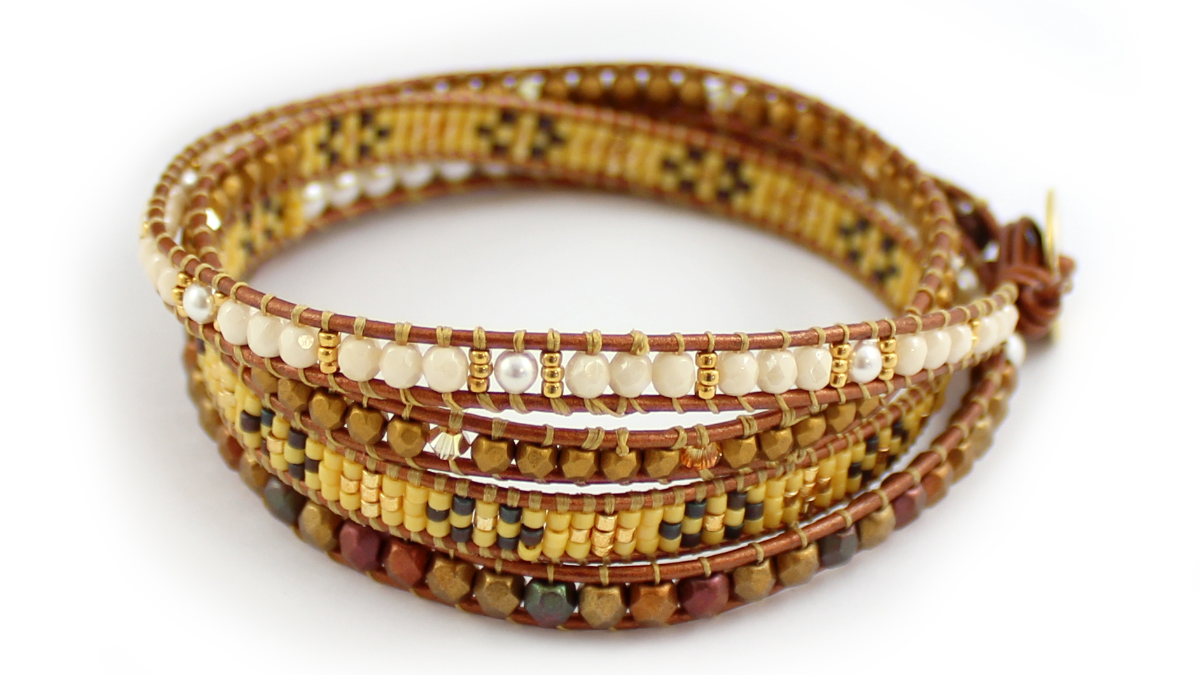 Schema  Wrap bracelet multiranks with leather cord