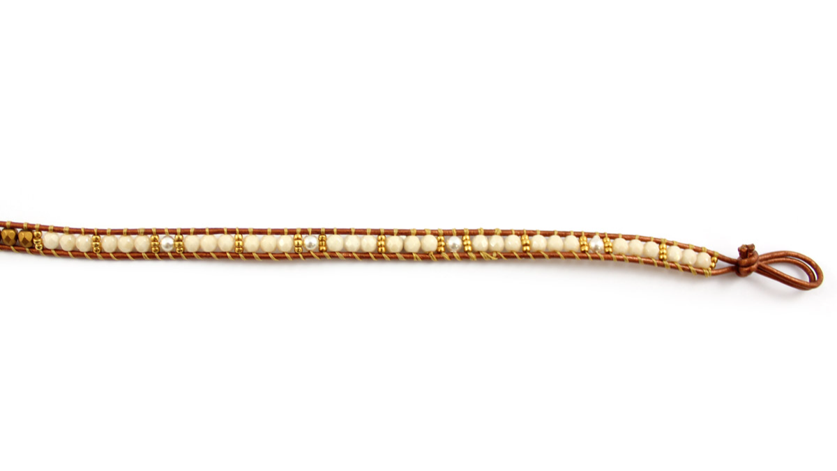 Wrap bracelet multiranks with leather cord : Step 8