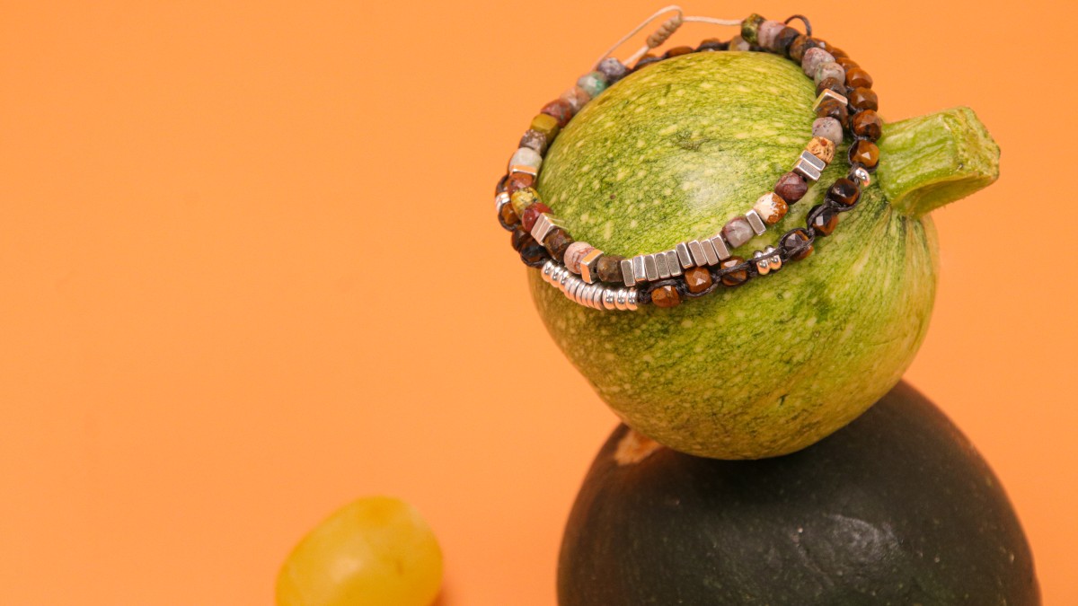 Heishi beads, gemstones and slam cord couple bracelets