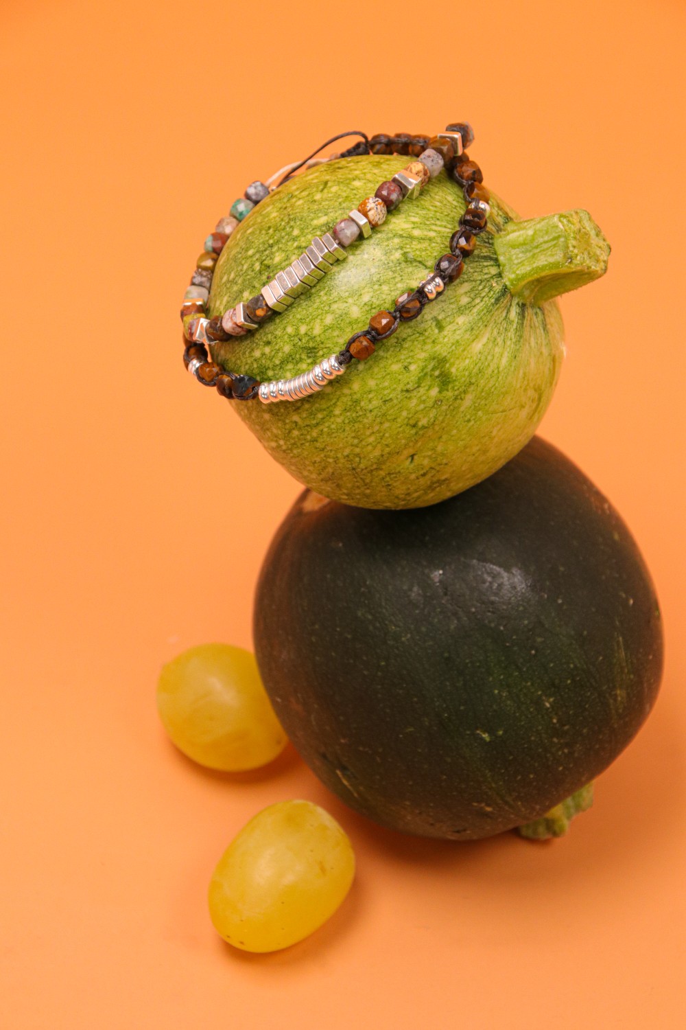 Heishi beads, gemstones and slam cord couple bracelets