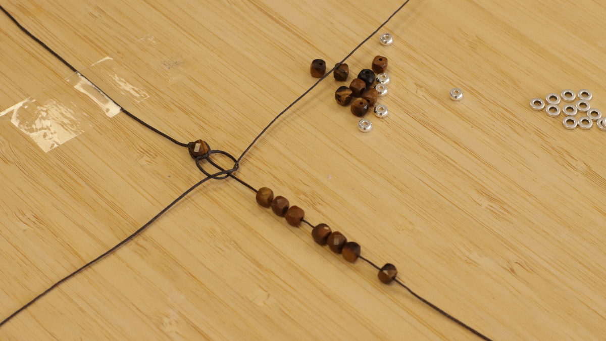 Heishi beads, gemstones and slam cord couple bracelets : Step 3 Heishi beads, gemstones and slam cord couple bracelets : Step 3