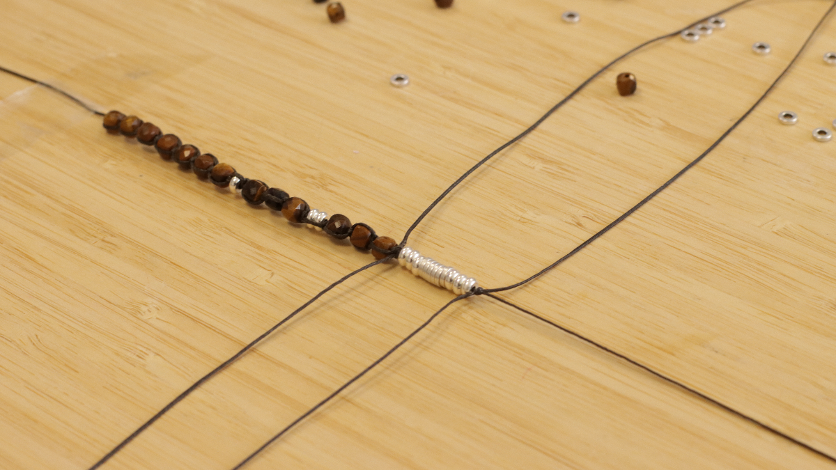 Heishi beads, gemstones and slam cord couple bracelets : Step 4 Heishi beads, gemstones and slam cord couple bracelets : Step 4