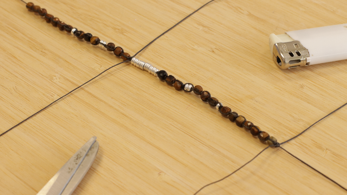 Heishi beads, gemstones and slam cord couple bracelets : Step 5 Heishi beads, gemstones and slam cord couple bracelets : Step 5