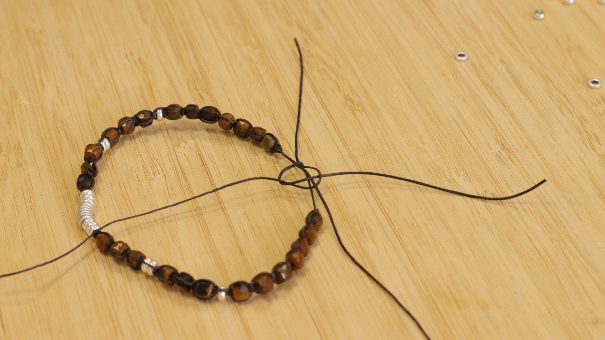 Heishi beads, gemstones and slam cord couple bracelets : Step 6 Heishi beads, gemstones and slam cord couple bracelets : Step 6