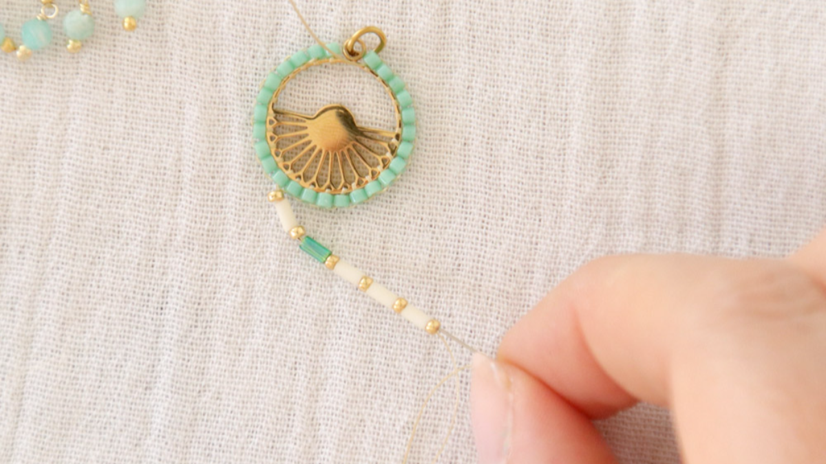 Miyuki Delica and Turquoise Bugles Earrings : Step 6 Miyuki Delica and Turquoise Bugles Earrings : Step 6