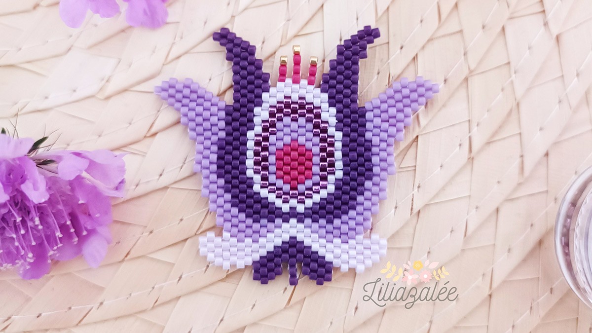 DIY Pansy flowers weaving with Miyuki beads brickstitch technique : Step 1