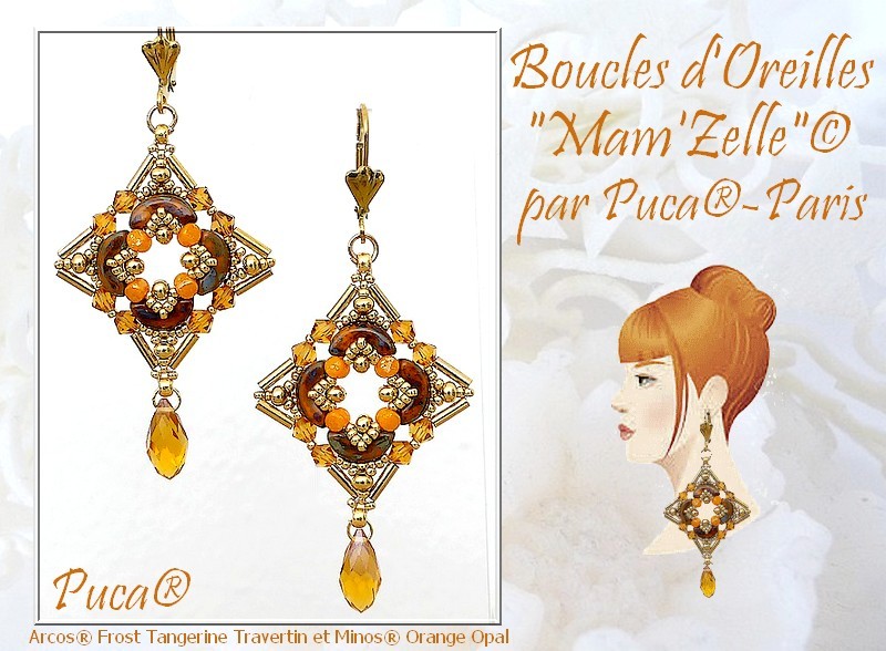 Schema  Mam'Zelle earrings with glass beads Arcos and Minos by Puca