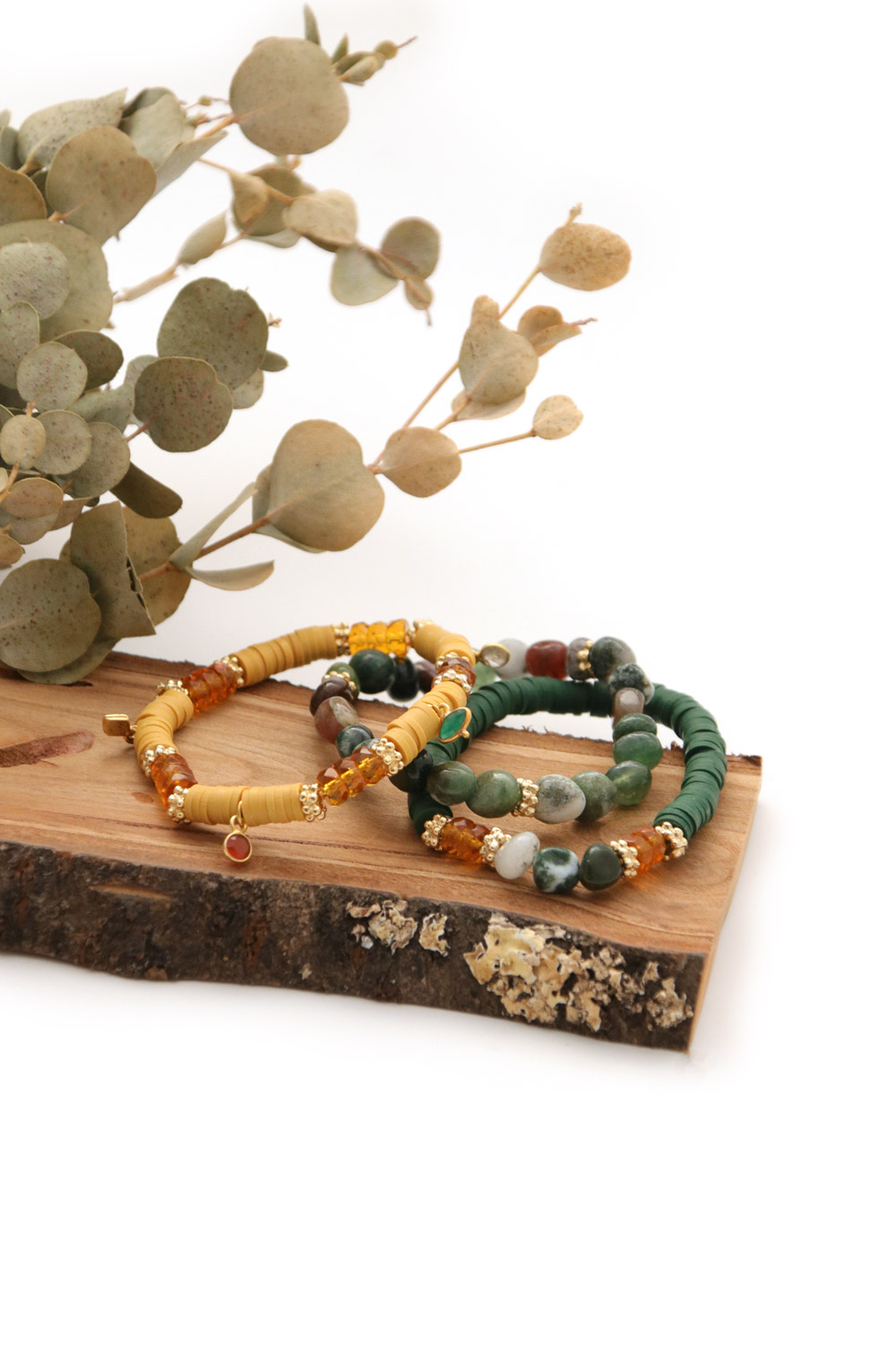 Schema  Heishi bracelets with gemstone beads Indian Agates