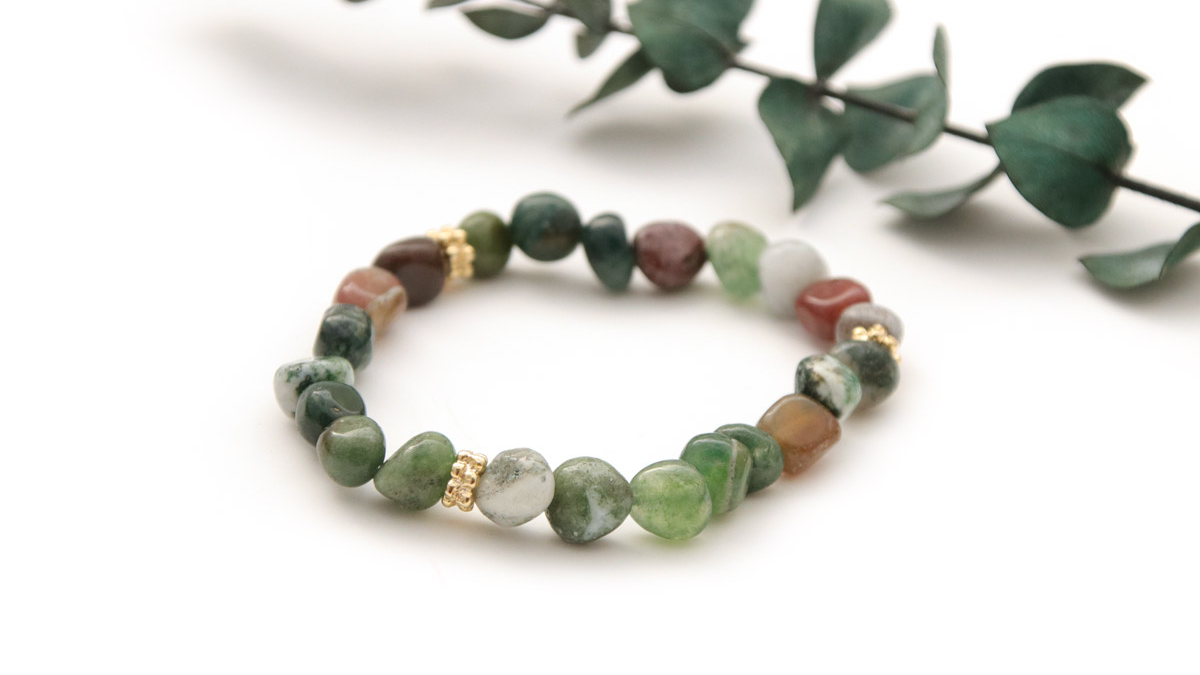 Heishi bracelets with gemstone beads Indian Agates : Step 5