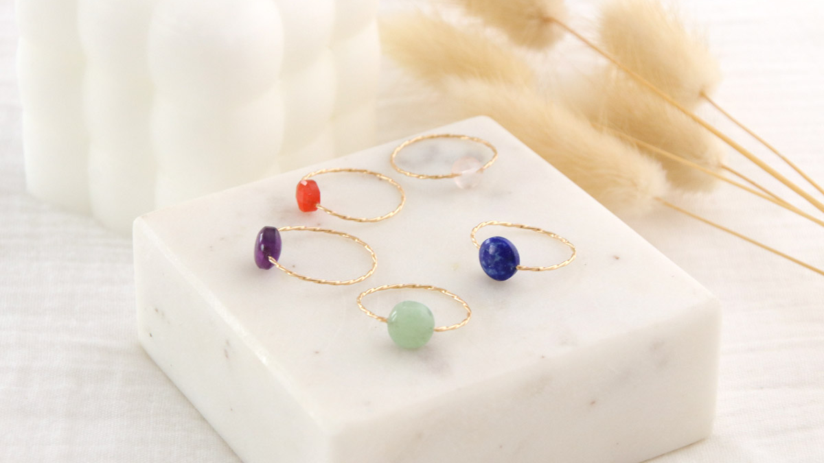 Schema  Tuto Rings with Natural Stones twisted wire gold filled