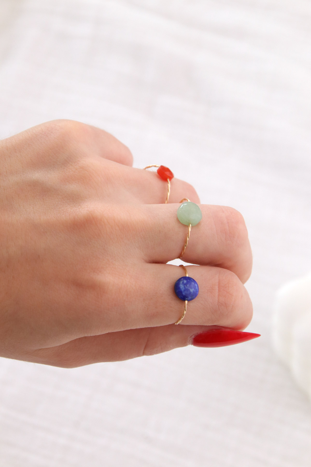 Tuto Rings with Natural Stones twisted wire gold filled