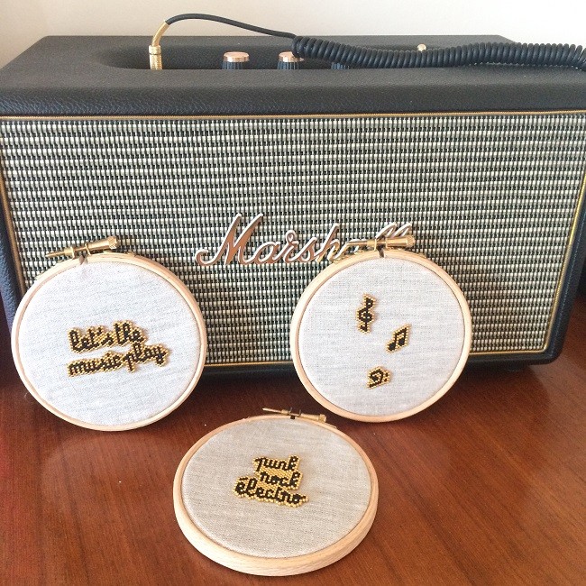 Schema Weaving Miyuki brick stitch woven words on embroidery drum Schema Weaving Miyuki brick stitch woven words on embroidery drum