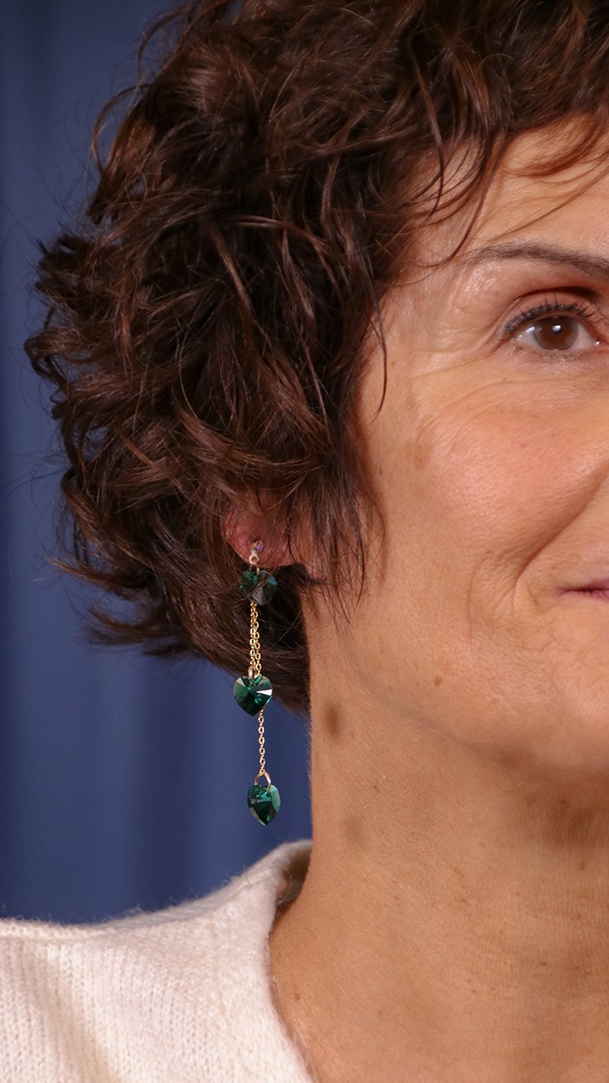 Gold chains and PureCrystal hearts earrings tutorial