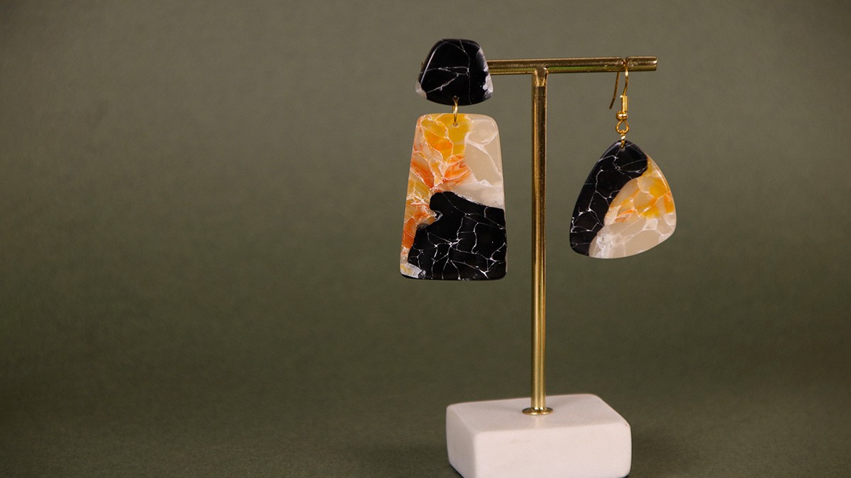 Marble effect polymer clay earrings