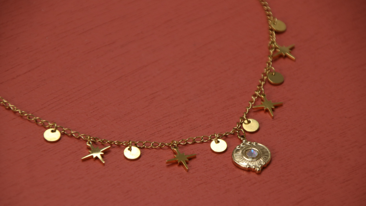 Two stainless steel necklaces gilded pendant branch : Step 4