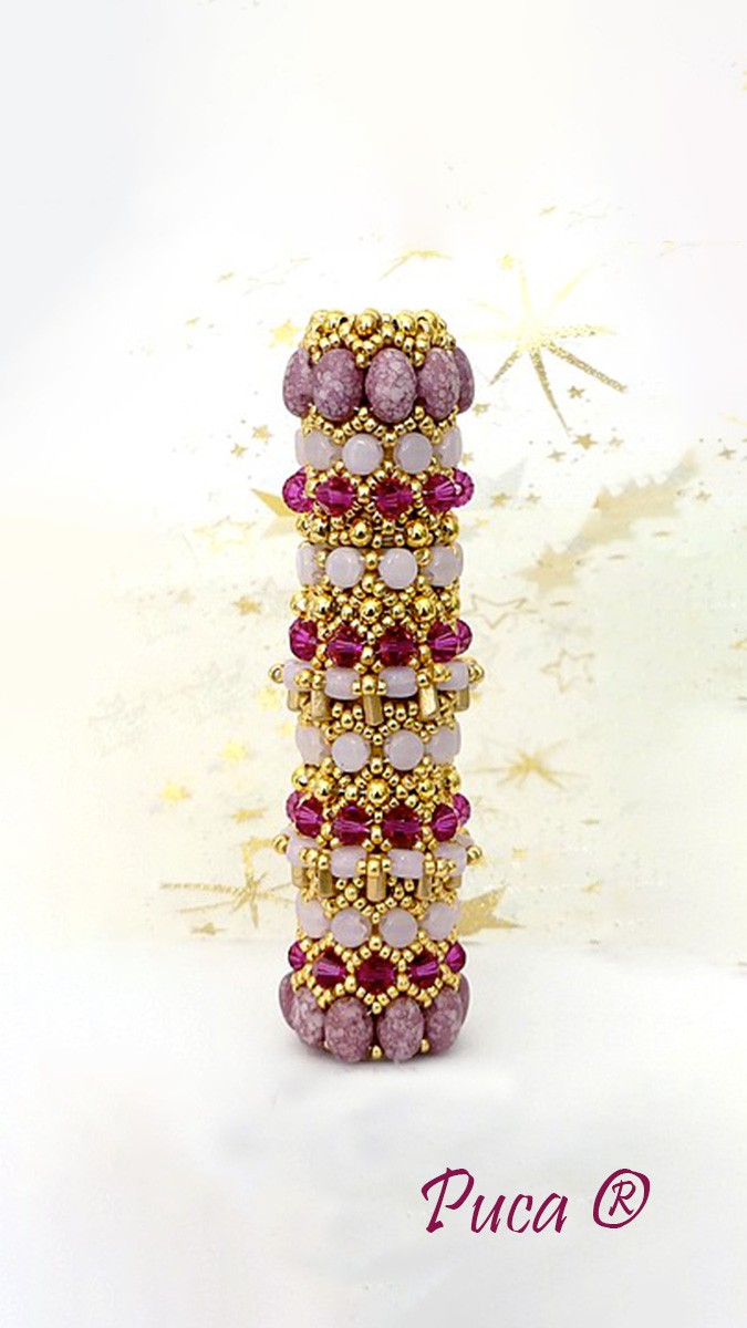 Schema  Amanda needle case with Samos, Piros and Kalos glass beads by Puca®.