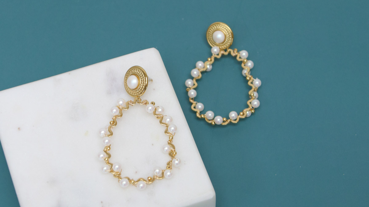 Schema  Gold plated stainless steel and pearl drop earrings tutorial