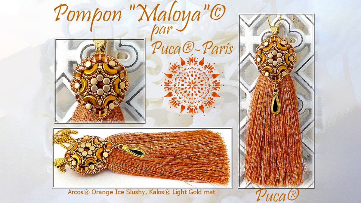 Schema  Maloya pompom with Arcos beads by Puca® tutorial