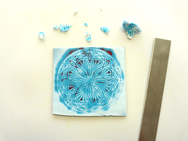 polymer clay necklace with mandala and pompons : Step 4