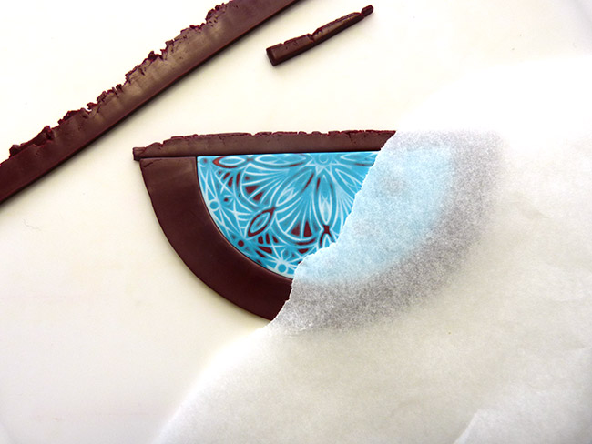 polymer clay necklace with mandala and pompons : Step 6