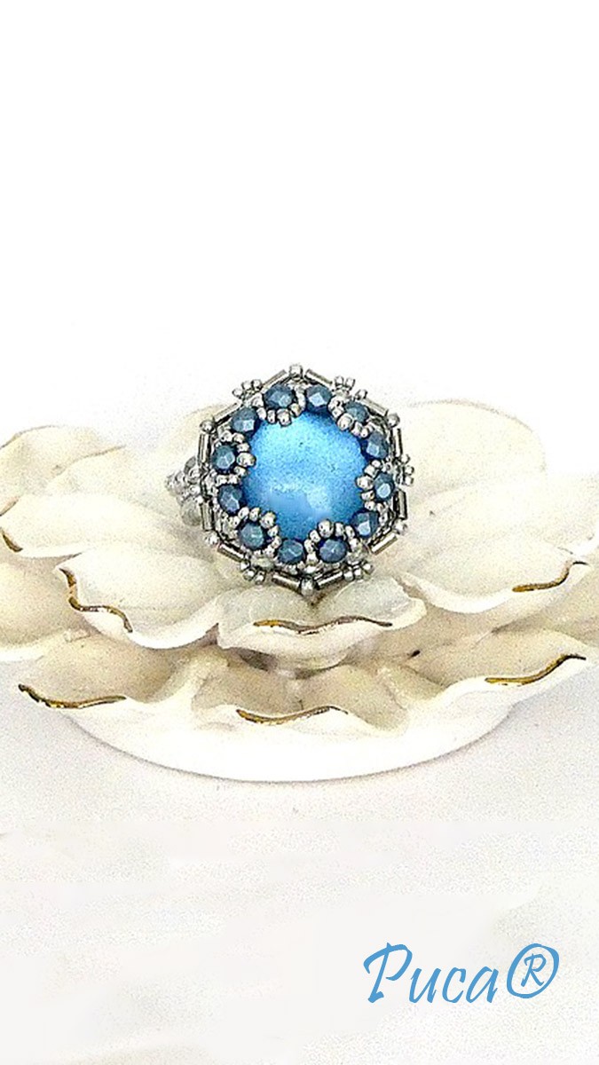 Schema  Tuto Litchi ring with cabochon by Puca®.