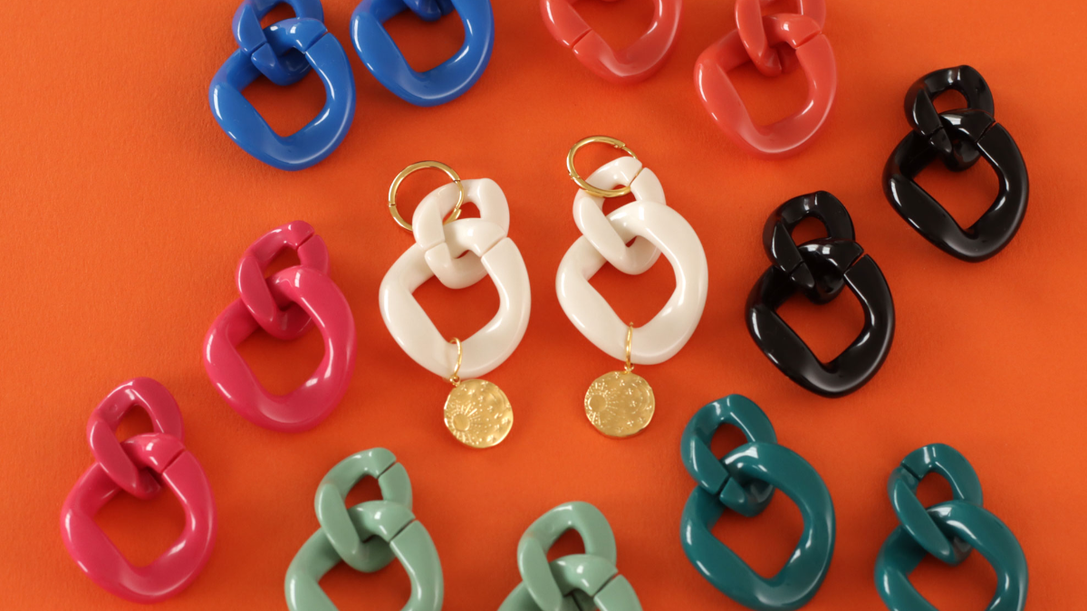 Schema  DIY large acrylic link earrings