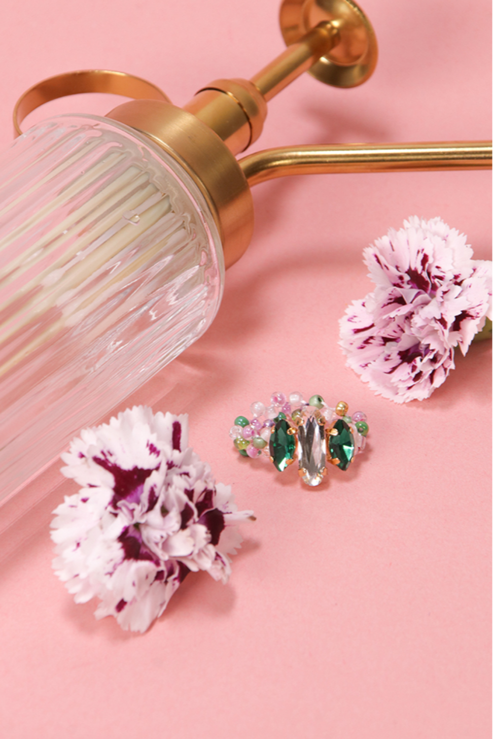 Schema  Elastic crystal ring with seed beads