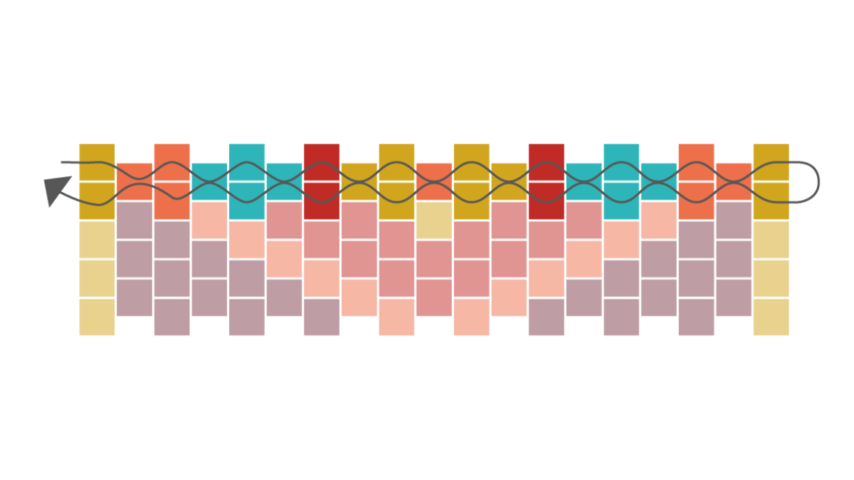 Weaving grid Miyuki Cuff in Odd Peyote : Step 2 Weaving grid Miyuki Cuff in Odd Peyote : Step 2