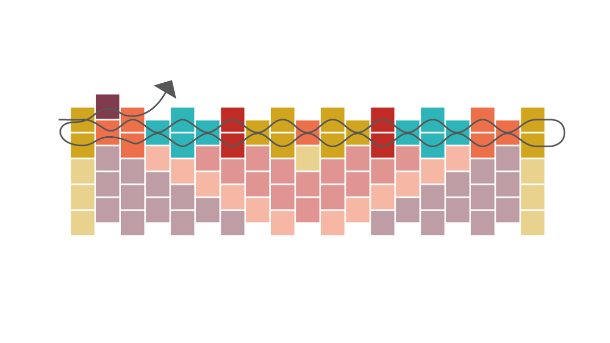 Weaving grid Miyuki Cuff in Odd Peyote : Step 3 Weaving grid Miyuki Cuff in Odd Peyote : Step 3