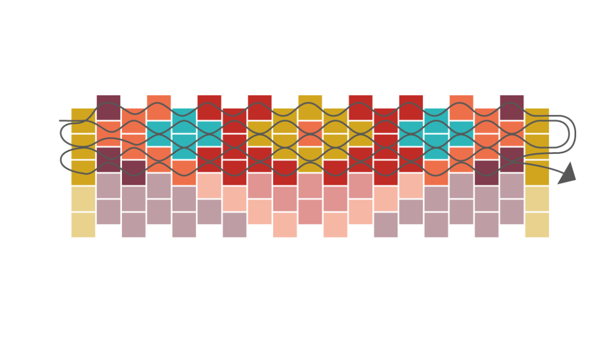 Weaving grid Miyuki Cuff in Odd Peyote : Step 5 Weaving grid Miyuki Cuff in Odd Peyote : Step 5