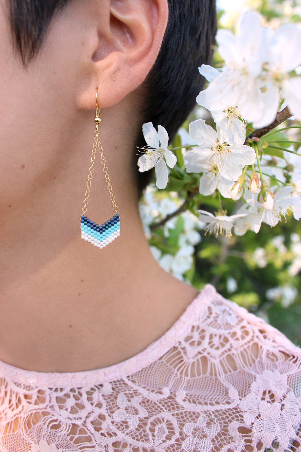 Miyuki herringbone earrings tutorial to learn Brick Stitch