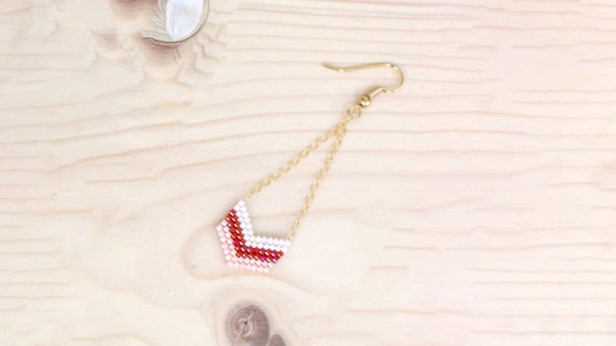 Miyuki herringbone earrings tutorial to learn Brick Stitch : Step 12