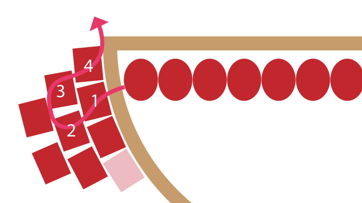 Miyuki half moon necklace brick stitch technique : Step 6