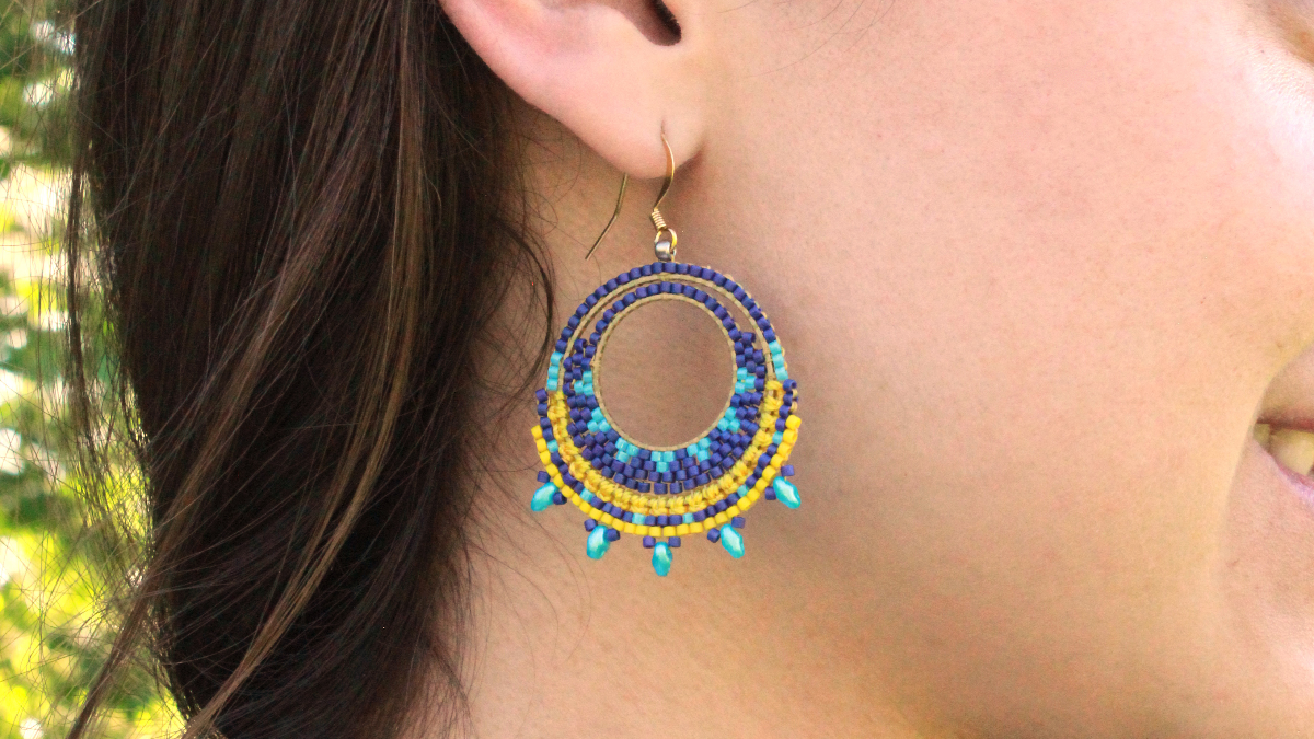 Earrings mix macramé and miyuki