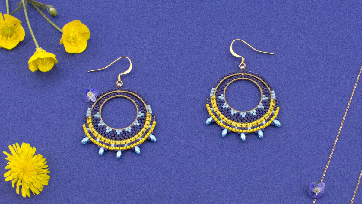 Schema Earrings mix macramé and miyuki Schema Earrings mix macramé and miyuki