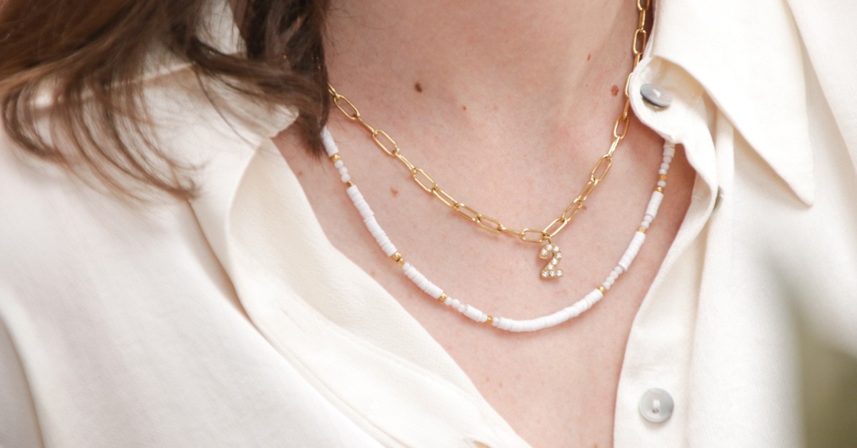 Schema  Summer ankle bracelet in stainless steel and mini Heishi beads