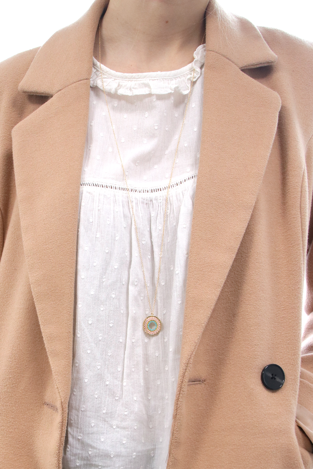 Schema Miyuki necklace with round Brick Stitch pendant Schema Miyuki necklace with round Brick Stitch pendant