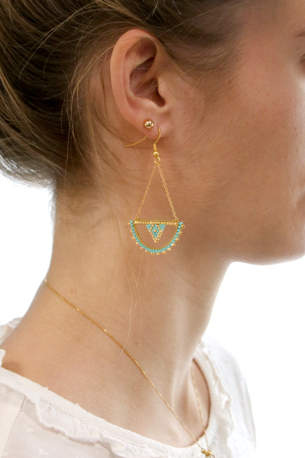 Schema  Miyuki half circle earrings in Brick Stitch