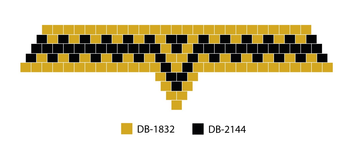 Schema  Weaving grid Miyuki necklace in black and gold Brick Stitch