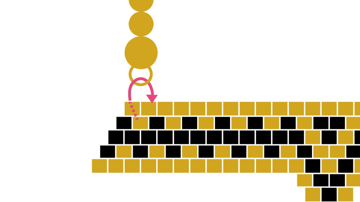 Weaving grid Miyuki necklace in black and gold Brick Stitch : Step 8