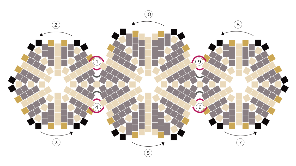 Tuto Miyuki Japanese star bracelet in circular Peyote : Step 4 Tuto Miyuki Japanese star bracelet in circular Peyote : Step 4