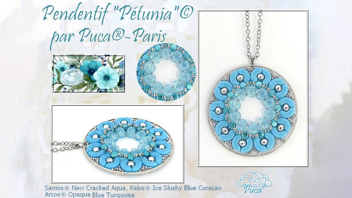 Schema  Petunia pendant with Samos, Kalos and Arcos beads by Puca®.