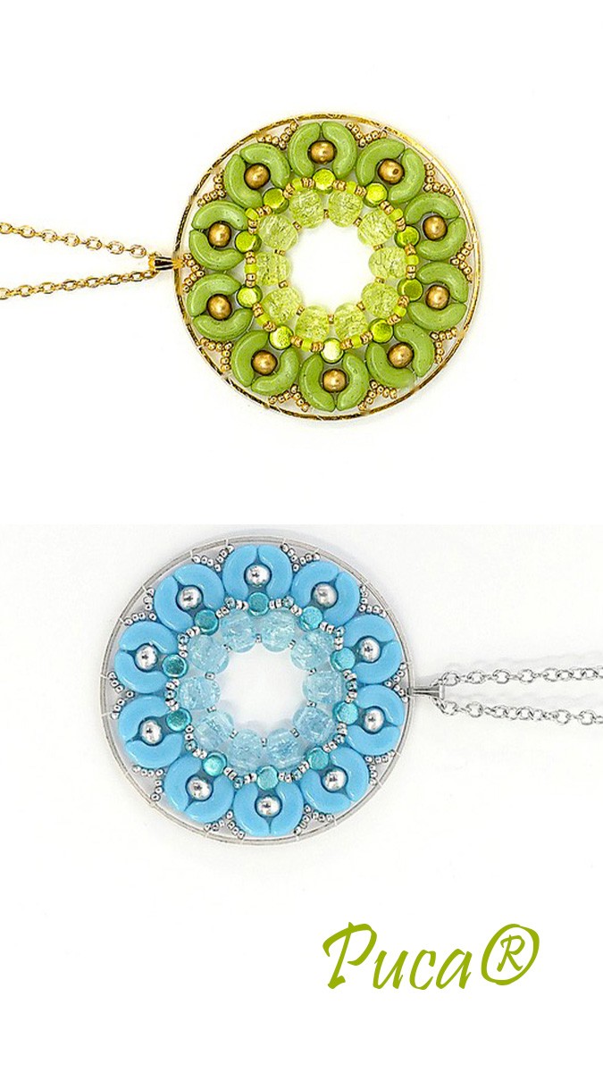 Schema  Petunia pendant with Samos, Kalos and Arcos beads by Puca®.